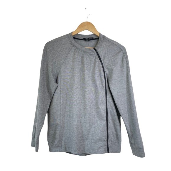 Theory Sonan B Moto Asymmetrical Full Zip-Up Long Sleeve Sweatshirt Size Small - Picture 2 of 16